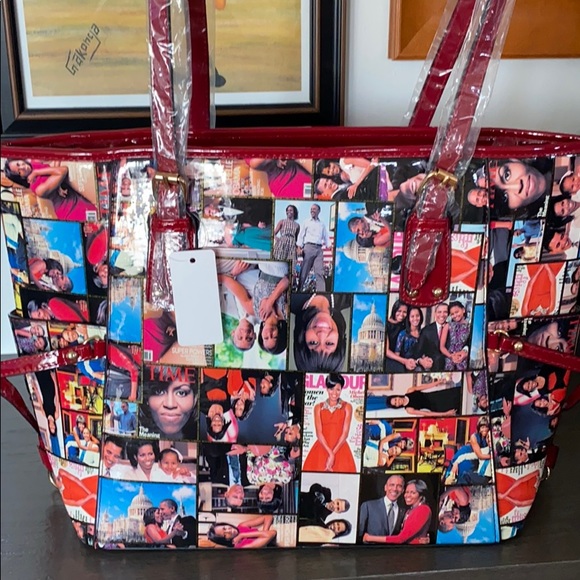 MICHELLE OBAMA Tote Bag Shiny Patent Leather - Picture 2 of 13